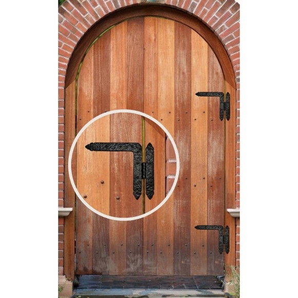 New in package Akatva Black Gate Door Cabinet Strap Hinge Set 2 pc. 7.008 inches - Picture 7 of 9